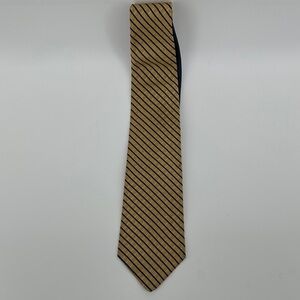 Vintage Tommy Hilfiger Gold and Navy Striped with Red Little Square Lines Tie